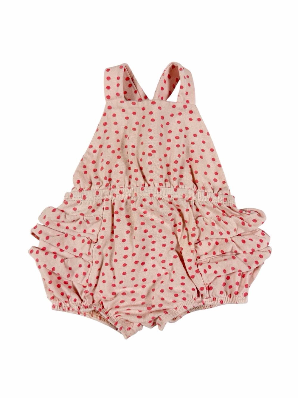 Alice + Ames Pink Polka Dot Ruffle Bubble Sunsuit Romper 12-18 Months